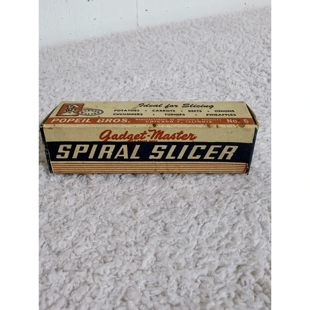 Vintage Popeil Bros Gadget-Master Spiral Slicer No 6 Chicago Kitchen Tool Box